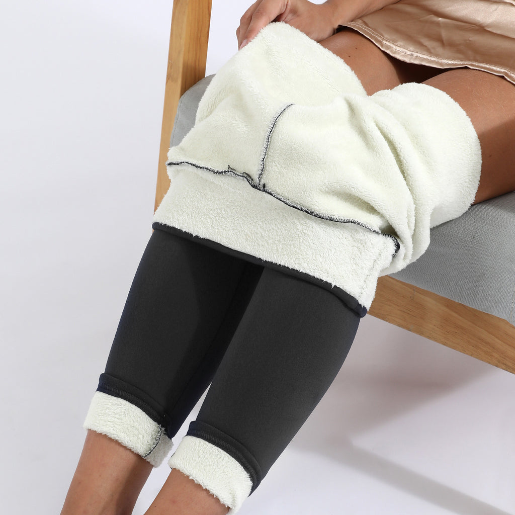 Fleecegefütterte Leggings – Schwarz, Sheer-Effekt, Herbst & Winter