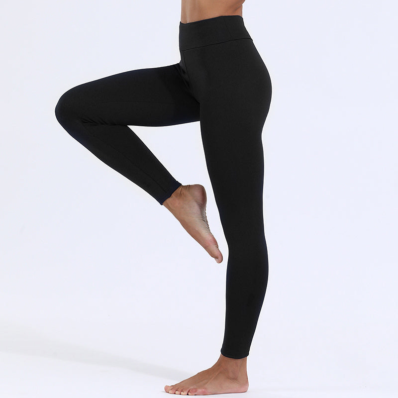 Fleecegefütterte Leggings – Schwarz, Sheer-Effekt, Herbst & Winter