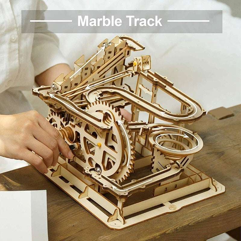 Robotime ROKR 3D Holz-Bausatz „Marble Track“ – Mechanische Murmelbahn, ohne Kleber