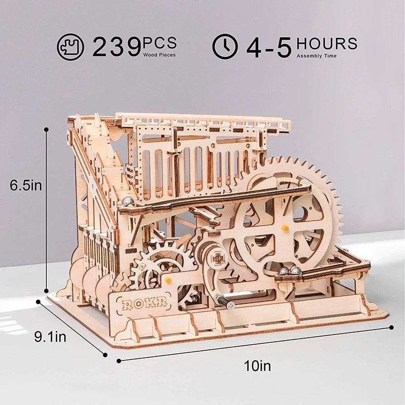 Robotime ROKR 3D Holz-Bausatz „Marble Track“ – Mechanische Murmelbahn, ohne Kleber