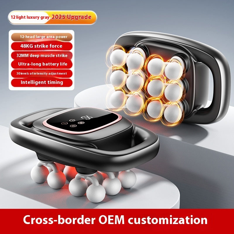 12-Kopf Massagepistole – LCD-Display, 30 Stufen & 3 Modi, leise & kraftvoll, inkl. Aufsatz-Set