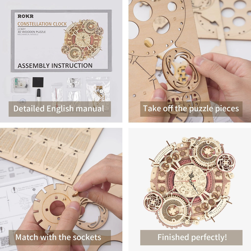 3D Holz-Bausatz „Zodiac Wanduhr“ (LC601) 161 pcs