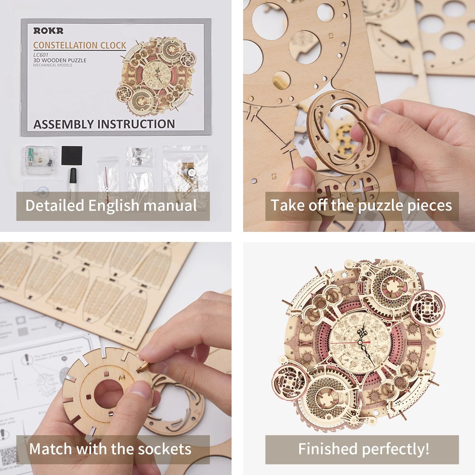 3D Holz-Bausatz „Zodiac Wanduhr“ (LC601) 161 pcs
