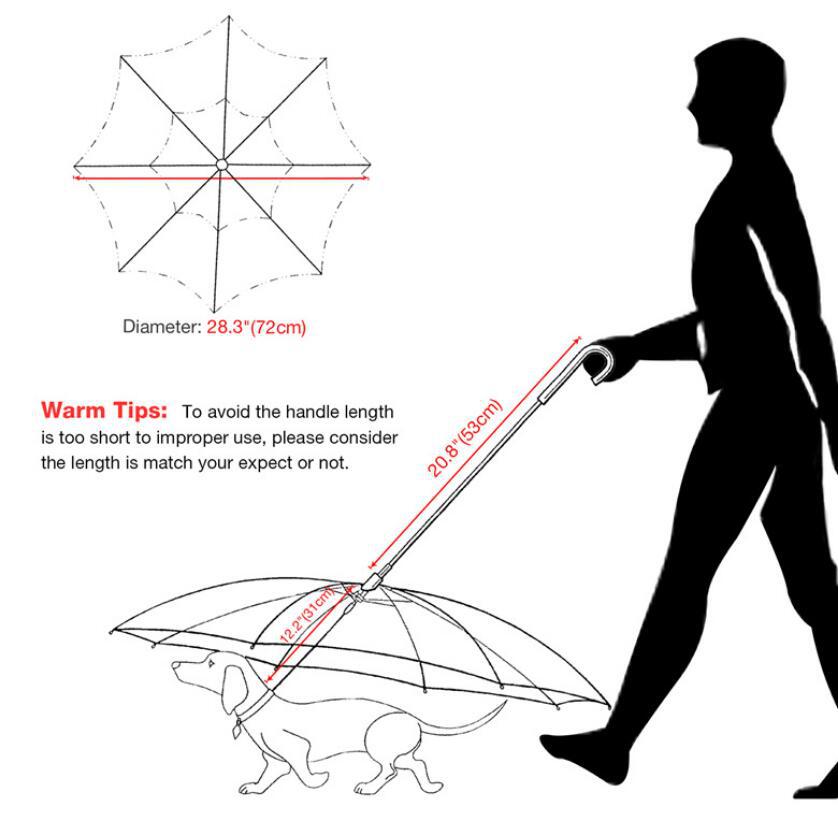 Hunderegen­schutz / Hunde-Regenschirm mit Zugband – transparent & stabil