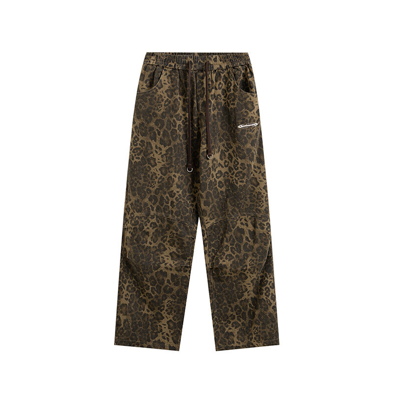 Damen Wide-Leg Hose mit Leopardenprint – Elastischer Bund, Street Fashion, ohne Stretch (S–XXL)