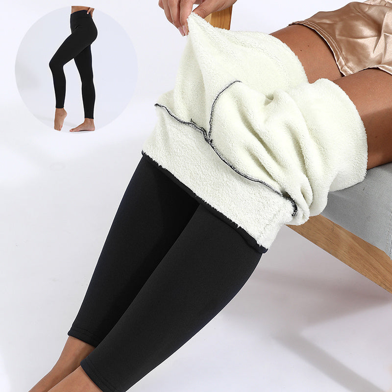 Fleecegefütterte Leggings – Schwarz, Sheer-Effekt, Herbst & Winter
