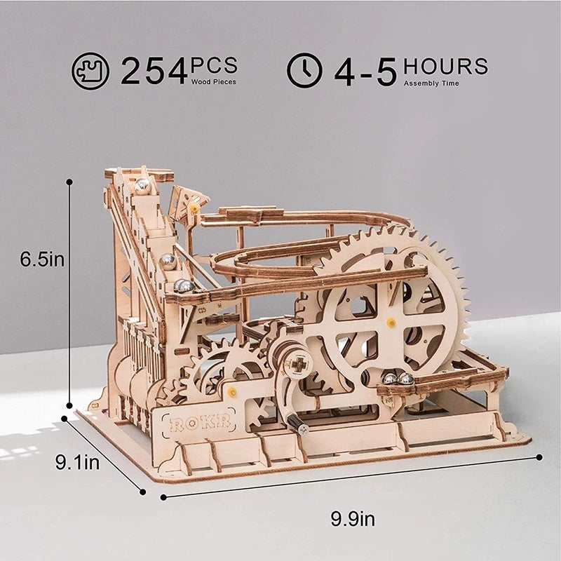 Robotime ROKR 3D Holz-Bausatz „Marble Track“ – Mechanische Murmelbahn, ohne Kleber