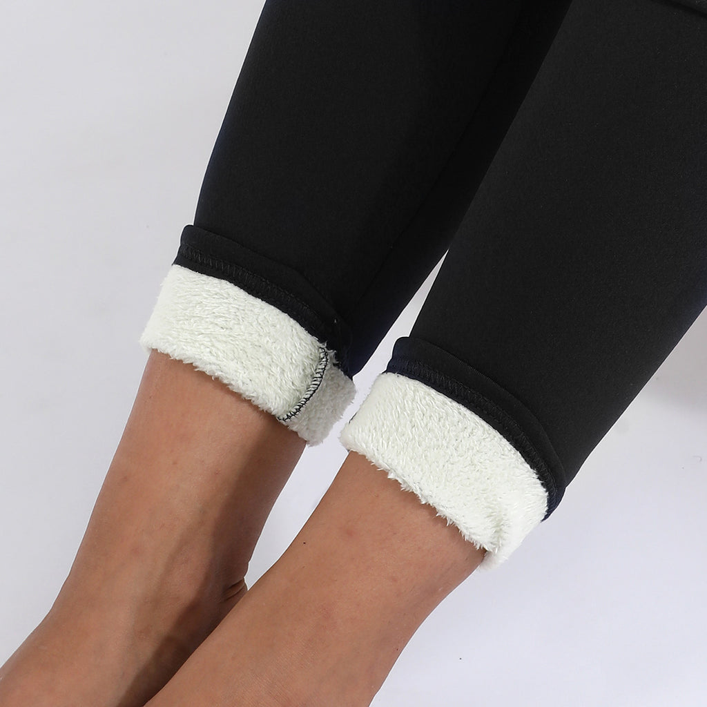 Fleecegefütterte Leggings – Schwarz, Sheer-Effekt, Herbst & Winter