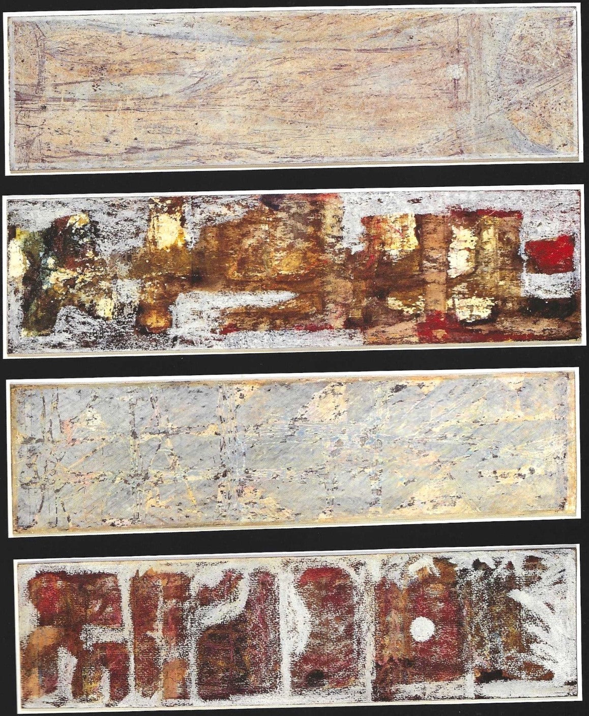 Vier Tage mit Bulgakow von H. Schero, 1991: vierteilige Werkgruppe in Kreide, Pastell und Frottage