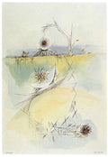 Gitanjali I von H. Schero, 1985: poetisches Naturblatt, Aquarell mit Feder, signiert