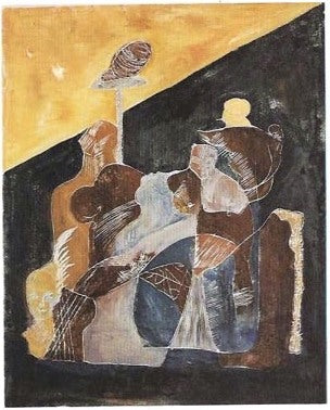 Schaufenster-Figuren von H. Schero, Monotypie 1984, 140 x 100 cm
