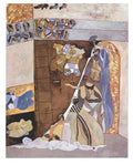 Schaufenster von H. Schero: kubistisch fragmentierte Auslage mit Teddybären, Monotypie 1984